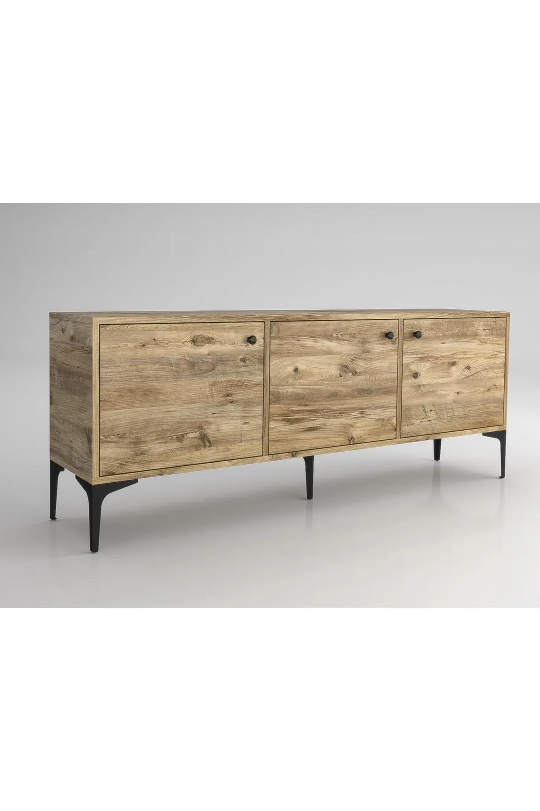 Bello 160 Cm Metal Ayaklı Tv Ünitesi - Konsol - Atlantik Çam / Siyah